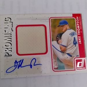 Jake Thompson Patch/auto baseball card